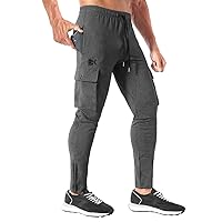 BROKIG Mens Cargo Workout Joggers Pants Tapered Gym Athletic Tactical Slim Sweatpants Men with Pockets