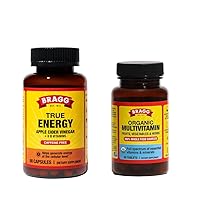 True Energy Apple Cider Vinegar Capsules & Whole Food Multivitamin Tablets - 6 B Vitamins – Caffeine Free - 750mg of Acetic Acid – Non-GMO