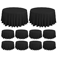 fani 10 Pack 120 Inch Round Tablecloth, Black Polyester Fabric Table Cloth for Round Table, Stain and Wrinkle Washable Table Cover for Wedding Party Dining Table Buffet Banquet Restaurant and Camping