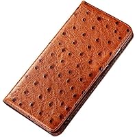 LOFIRY- Genuine Leather Case for iPhone 15 Pro Max/15 Pro/15 Plus/15, Premium Flip Wallet Cover with Card Slot Kickstand Magnetic Closure Case (15 Pro'',Orange)
