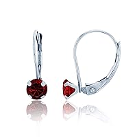 14K White Gold 4mm Round Ruby Martini Leverback Earring