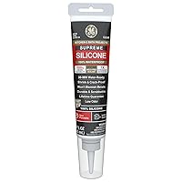 GE Supreme Silicone Caulk for Kitchen & Bathroom - 100% Waterproof Silicone Sealant, 7X Stronger Adhesion, Shrink & Crack Proof - 2.8 fl oz Tube, Clear, 1 Pack