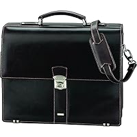 Juscha Alassio - 47022 MONACO - briefcase with shoulder strap, leather, dark brown