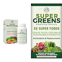 Super Fruits Veggies Capsules 30 Super Foods 30 Servings and Super Greens Vegicaps 32 Super Foods 60 Count 30 Servings