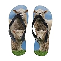 Vantaso Slim Flip Flops for Women Sheep Family Yoga Mat Thong Sandals Casual Slippers