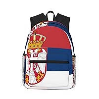 Flag Of Serbia Print Backpack For Women Men, Laptop Bookbag,Lightweight Casual Travel Daypack