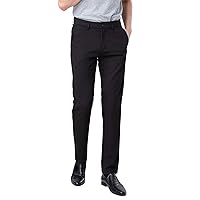 Plaid&Plain Men’s Slim Fit Dress Pants Stretch Dress Pants