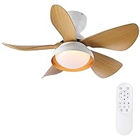 Flush Mount Ceiling Fans with Lights and Remote, 30 Inch White Modern Ceiling Fan 6 Speeds 5 Reversible Blades 3 Colors Dimmable Low Profile Ceiling Fans for Indoor
