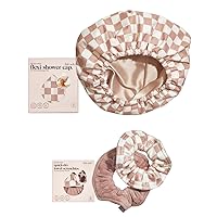 Kitsch Flexi Satin-Lined Shower Cap and Hair Towel Scrunchies (2 pcs, Terracotta) Bundle with Discount