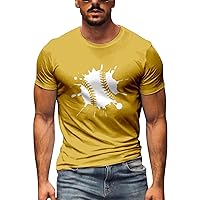 Ball Graphic Casual Tee Shirts Regular Fit Short Sleeve Crew Neck Athletic T-Shirts Funny Baseball Print Muscle Gym Tops