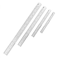 Ruler Metal Stainless Steel Ruler Straight Edge Measuring Tool Set of 4(6/8/12/16 inch)