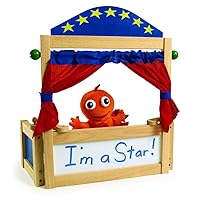 Excellerations Tabletop Dramatic Play Puppet Theater with Dry Erase Panel and Curtains, Pretend Play, Educational Toy, Preschool