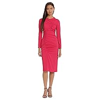 Donna Morgan Women's Sleek and Sophisticated Side Ruched Midi Dress Date Event Party Occasion Night Out Guest of