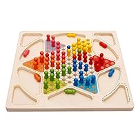 Wooden Chinese Checkers 2 in 1 Board Game Chinese Chequers Family Board Games for Kids and Adults Wooden Checkers