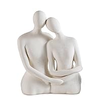 Couple Statue, Couple Figurine Shelf Decorations for Living Room, Shelves, Bookshlf, Home Decor, Abstract Design Ceramic 8.07 Inch