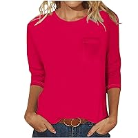 Oversized Tshirts for Women UK 3/4 Sleeve Pullover Tops Crewneck Blouses Shirts Half Sleeve Tunic Tops for Leggings