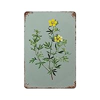 Plant Floral Tin Sign Fresh Small Yellow Flower Metal Poster Antique Wall Art Plaque For Farm Garage Bedroom Kitchen Bathroom Farmhouse Garden Wall Decoration Aluminum Plate 5.5x8 inhces