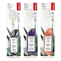 RADIUS Toothbrush Big Brush with Replacement Head Left Hand Soft Assorted Colors 3 Count| BPA Free and ADA Accepted | Designed to Clean Teeth and Reduce The Risk of Gum Disease