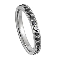 3mm Titanium Ring Wedding Bands for Men and Women Personalized Titanium Ring Eternity Black Cz Titanium Ring Sizes 4-9 TRB364