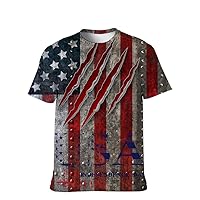Unisex USA American T-Shirt Vintage Novelty Colors-Graphic Short-Sleeve Classic-Casual Fashion Softstyle Summer Workout Tee