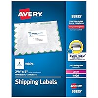 Avery Printable Shipping Labels with Sure Feed, 3.5