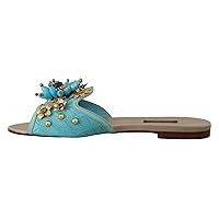 Dolce & Gabbana Blue Crystal Exotic Leather Blue Crystal Sandals