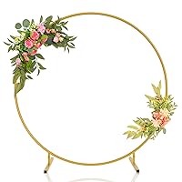 7.2ft Round Backdrop Stand, Stable Balloon Arch Stand, Metal Wedding Arch Backdrop Stand Circle Backdrop Stand Frame for Wedding, Birthday Party, Baby Shower Decoration (Gold)