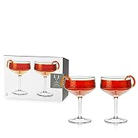 Viski Admirl Stemmed Cocktail Glasses, Crystal Drinkware Perfect for Gin & Tonic, Spritz, and Manhattans, Stemmed Coupe Glasses, Set of 2, 7oz