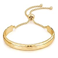 LILIE&WHITE Gold Bracelet for Women Gold Bangles Chunky Adjustable Slider Bracelets Cuff Bracelets Multi-layer Cross Wire Bangle Bracelet Hammered Gold Open Cuff Bangles