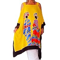 Women's Vintage Pattern Oversized Slip Dress Summer Casual Loose Bohemian Dress Beach Maxi Long Dress