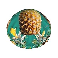 Psych pineapple quotes Print Shower Cap, Bath Shower Caps for Women Long Hair, Double Layer Waterproof Bathing Shower Hat