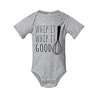 Whip It, Whip It Good, Cute Onesie, Sweet Baby Bodysuit, Graphic Onesie, Shirts With Sayings, Heather Gray, Chill, or Lavender (6 MO, Heather Gray)
