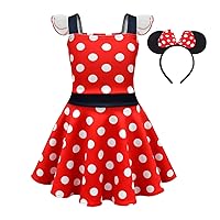 Dressy Daisy Toddler Little Girls Polka Dots Fancy Dress Halloween Costume Birthday Party Outfit with Mouse Ears Hair Hoop