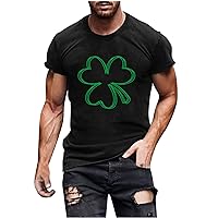 St Patricks Day Tshirt Men Clover Printed Graphic Shirts Short Sleeve Active Tee Tops Funny Irish Green Day T-Shirt