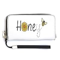 Honey Bee Daisy Fashionable Handheld Wallet Credit Card Change Handbag Travel Purses Money Organizers Cell Phone Bag