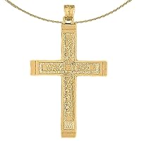 14K Yellow Gold Latin Nugget Cross Pendant with 18
