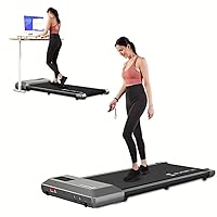2 in 1 Walking Pad Under Desk with 300lbs Weight Capacity, Portable Treadmill in LED Display for Home & Office Use