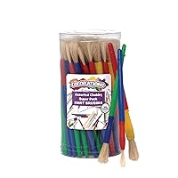 Colorations® Assorted Chubby Brush Super Pack, Set of 60, 3 different sizes, Plastic Paint brushes with Natural Bristles, Paint Brushes for Kids, Kids Paint Brushes, Paint Brushes for Children