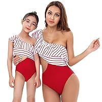 Mommy and Me Matching Family Swimsuit Ruffle Women Swimwear Kids Toddler Bikini Bathing Suits Summer Beachwear Sets