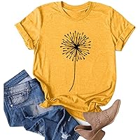 ZEFOTIM Sunflower Tops for Women Fashion Print Cozy Tops Shirts Casual Short Sleeve Round Neck Tunic Blouse Tees