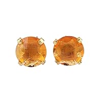 Guntaas Gems Creative Citrine Quartz Gemstone Brass Gold Plated November Birthstone Stud Earrings