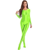 Women's Shiny Tights Full Body Stockings One Piece Teddy Babydoll Glossy Jumpsuit