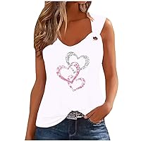 Womens Summer Tank Tops Scoop Neck Casual Tunic Blouses Sleeveless Tops Cute Heart Graphic Tees Loose Fit Shirts