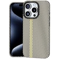 ONNAT-Carbon Fiber Texture Case for iPhone 15 Lens Screen Protection Wireless Charging Support Anti-Fingerprint Protective Case (Yellow)