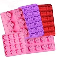 Food Grade Silicone Puppy Treat Molds, Shxmlf Dog Paw and Bone Mold, Non-stick Ice Cube Mould, Jelly, Biscuits, Chocolate, Candy,Cake Baking Mold, Safe for Oven Microwave Freezer Dishwasher-5 Pack
