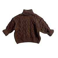 Autumn Winter Thick Needle Sweater Children's Turtleneck Sweater Children's Sweater for Boys and Girls (Brown,5-6years)
