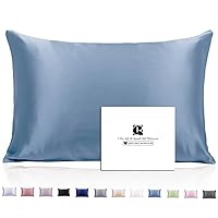 Silk Pillowcase King Size for Hair and Skin with Hidden Zipper, Ravmix Both Sides 21Momme Mulberry Silk Cooling Pillow Case, 20×36inches, 1PCS, Flint Blue