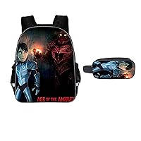 Teens Trollhunters Travel Waterproof Rucksack-Graphic Daypack Novelty Bookbag + Small Case for Students