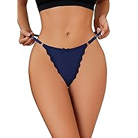 Milumia Sexy Panties Underwear Low Rise G String No Show Lace Scallop T-Back Thongs Briefs