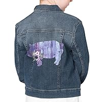 Wood Pig Kids' Denim Jacket - Animal Lover Clothing - Pig Themed Gift